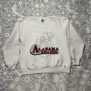 Russell Athletic white crewneck sweatshirt with Alabama Roll Tide graphic
